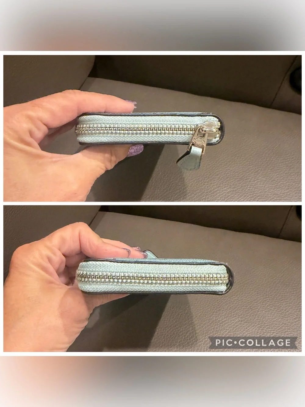 COACH Heart Zip Around Wallet with Silver Logo
